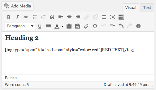 Tag shortcode inside the WYSIWYG editor