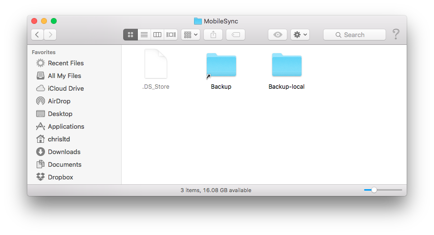 iTunes backup folder in Finder